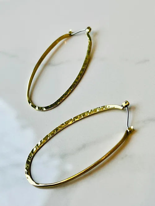 Hammered oval Brass Earrings