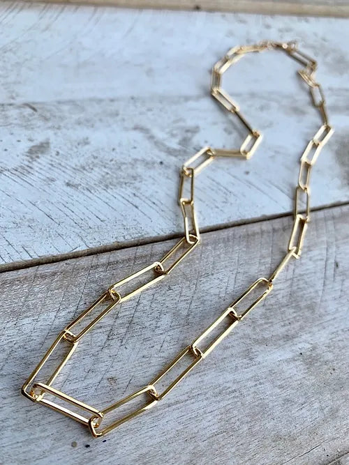 Large Goldplate Paperclip Charm Necklace