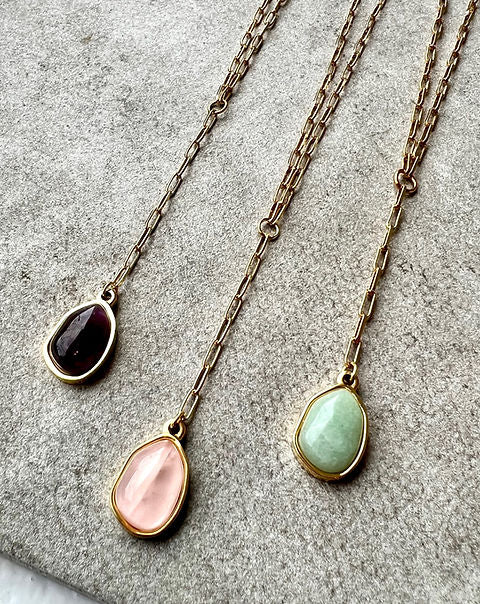 Gold Stone Drop Necklace