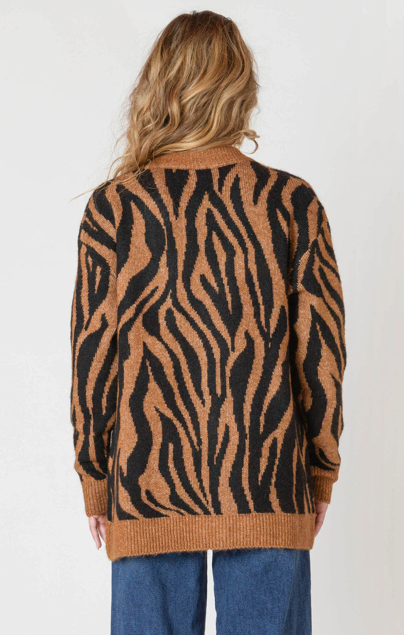 Button Front Patterned Cardigan
