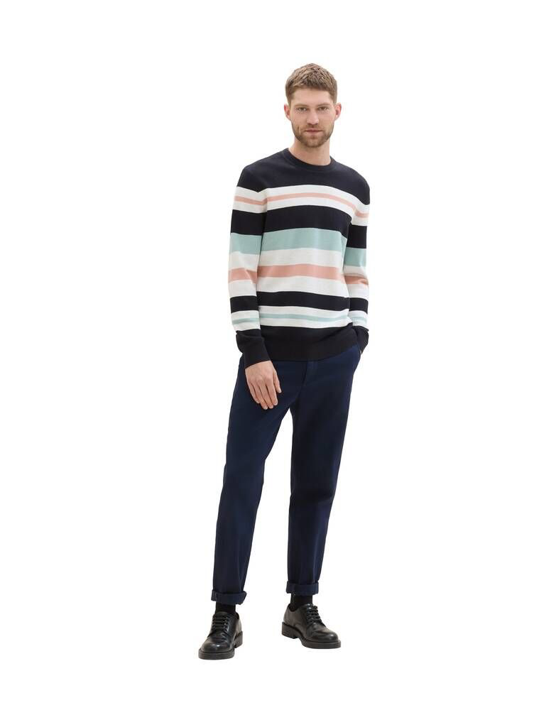 Structured Stripe Crewneck