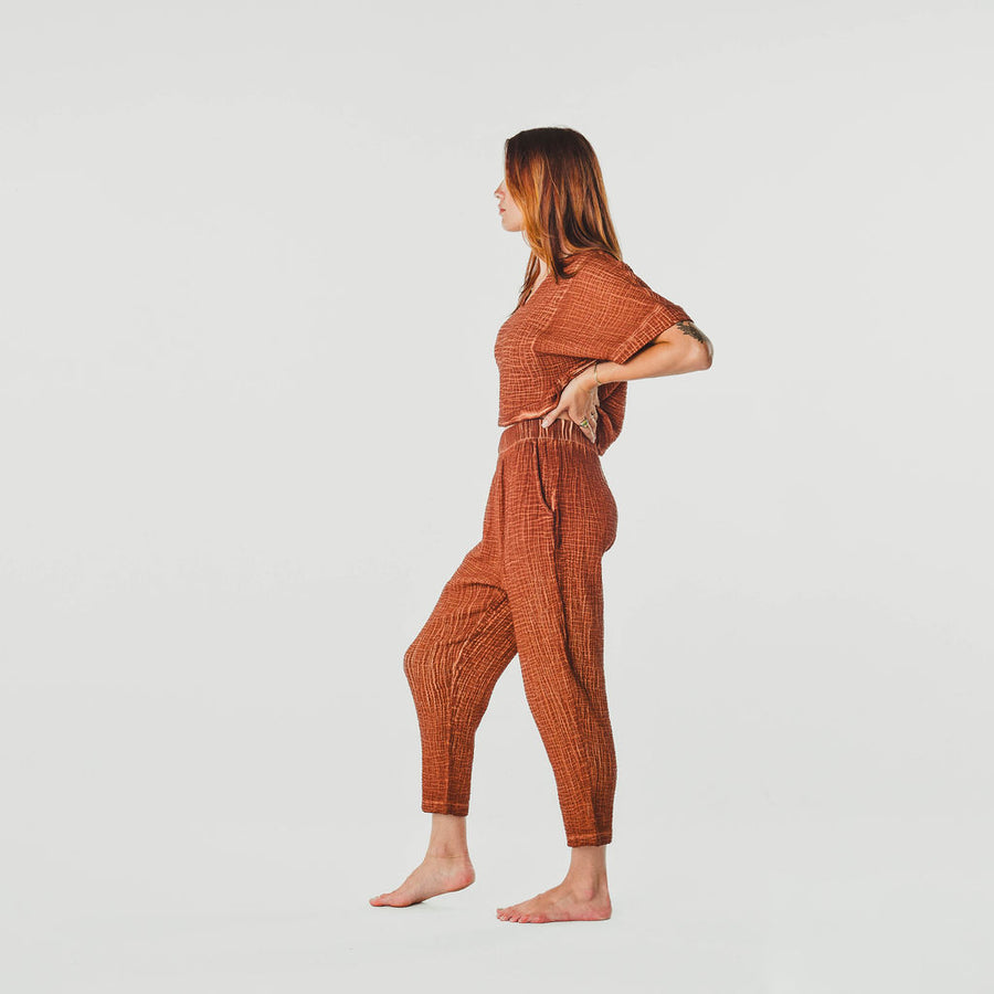 Crinkle Cotton Slouchy Pants