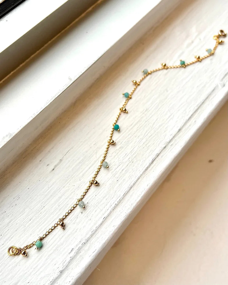 Goldplate Anklet with Amazonite Beads