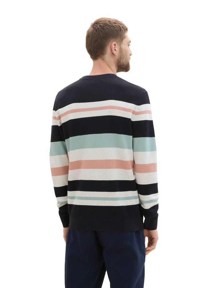 Structured Stripe Crewneck