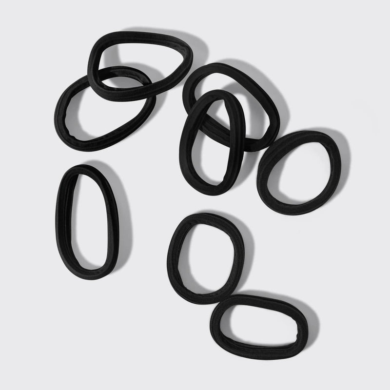 Recycled Seamless Hair Elastics 8pc Set- Black