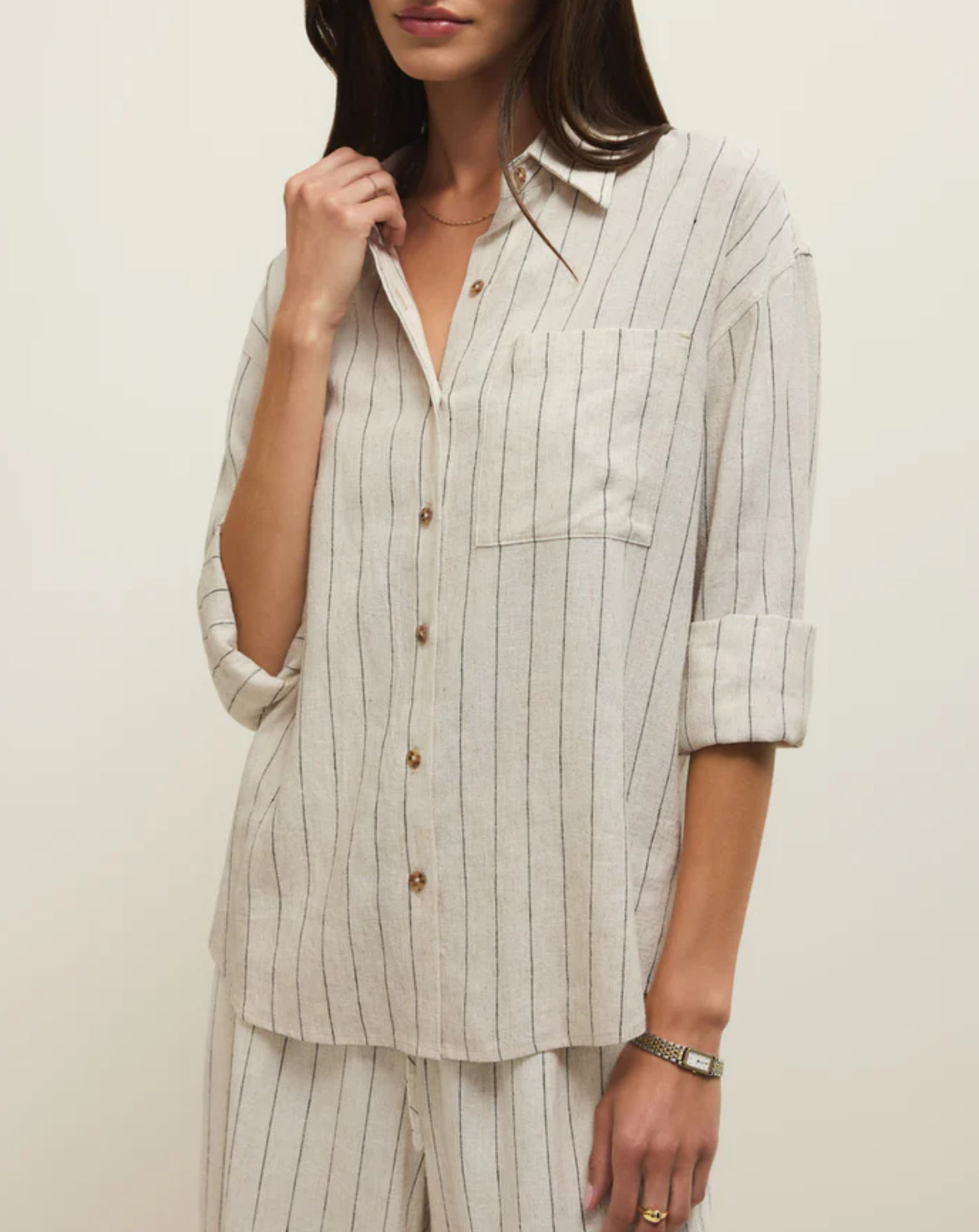 Alfie Striped Button Up Top