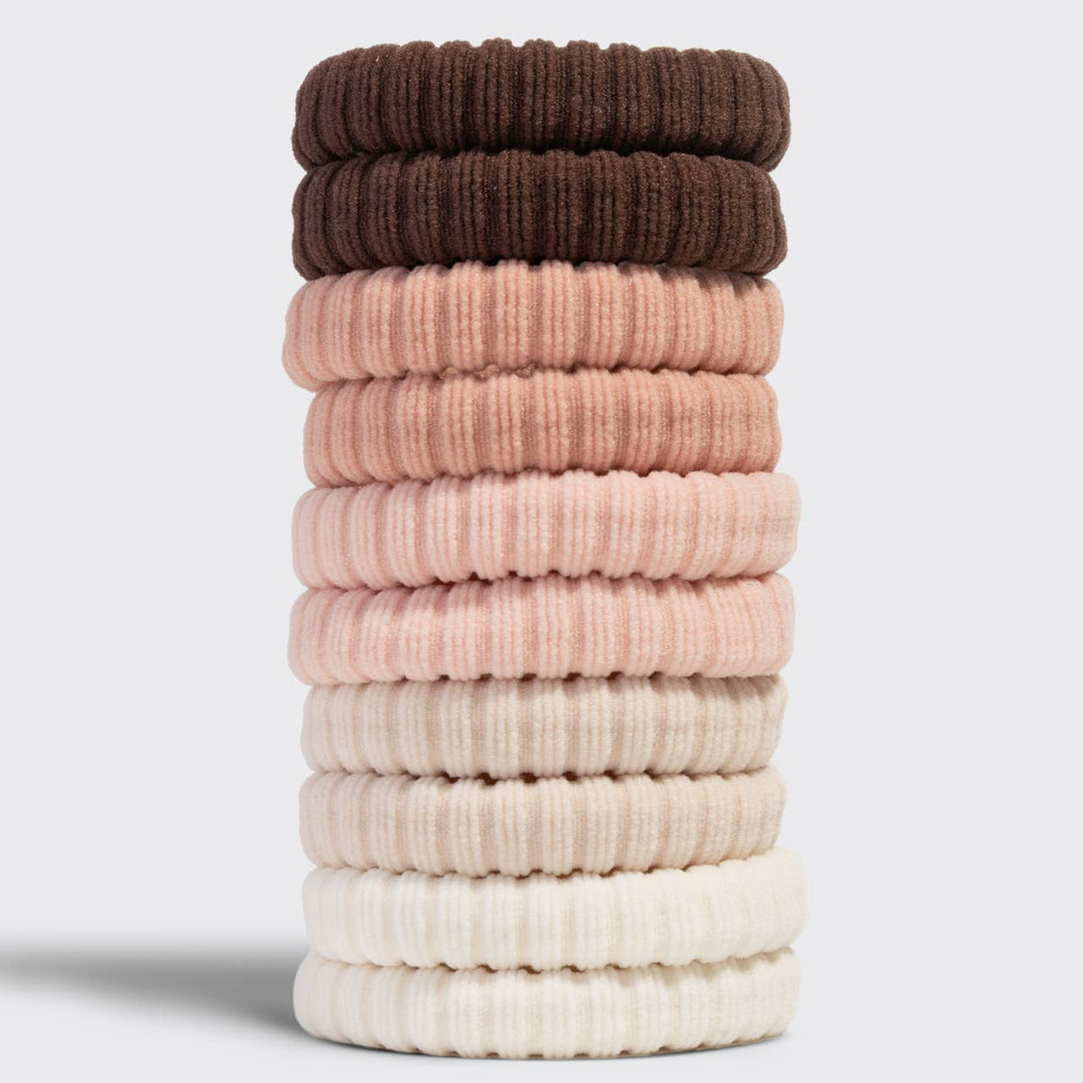 Recycled Fabric Ribbed Hair Elastics 10pc Set - Blush