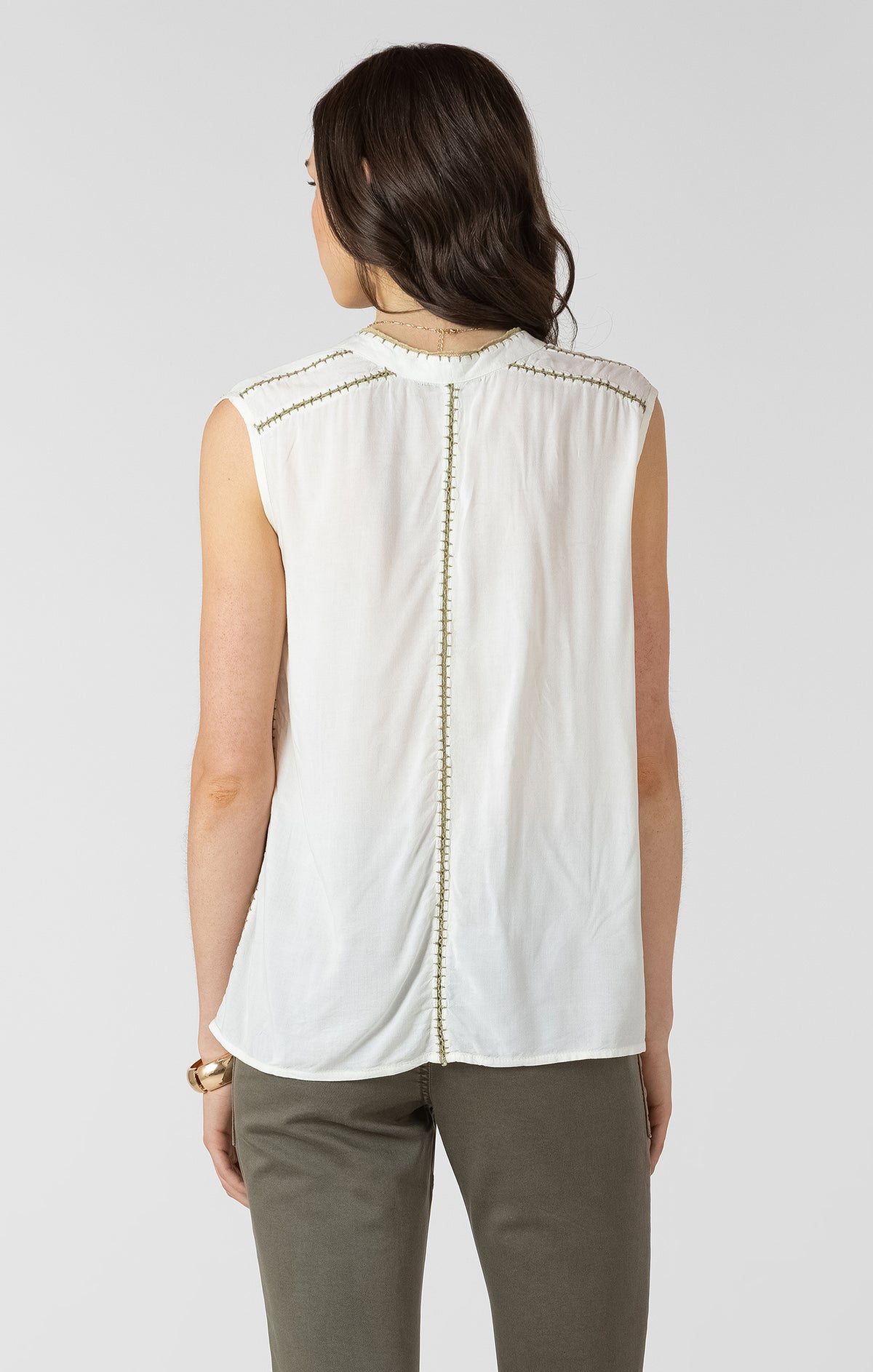 Beaded Contrast Stitch Blouse