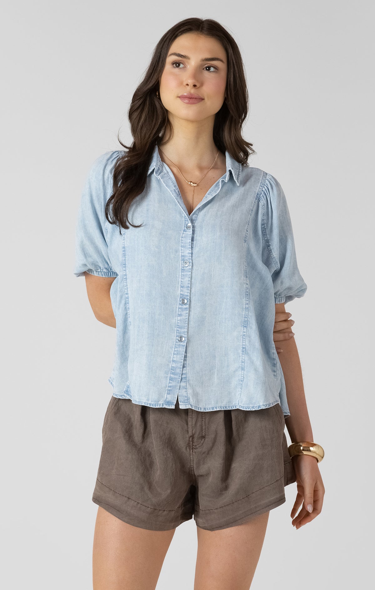 Panelled Button Front Blouse