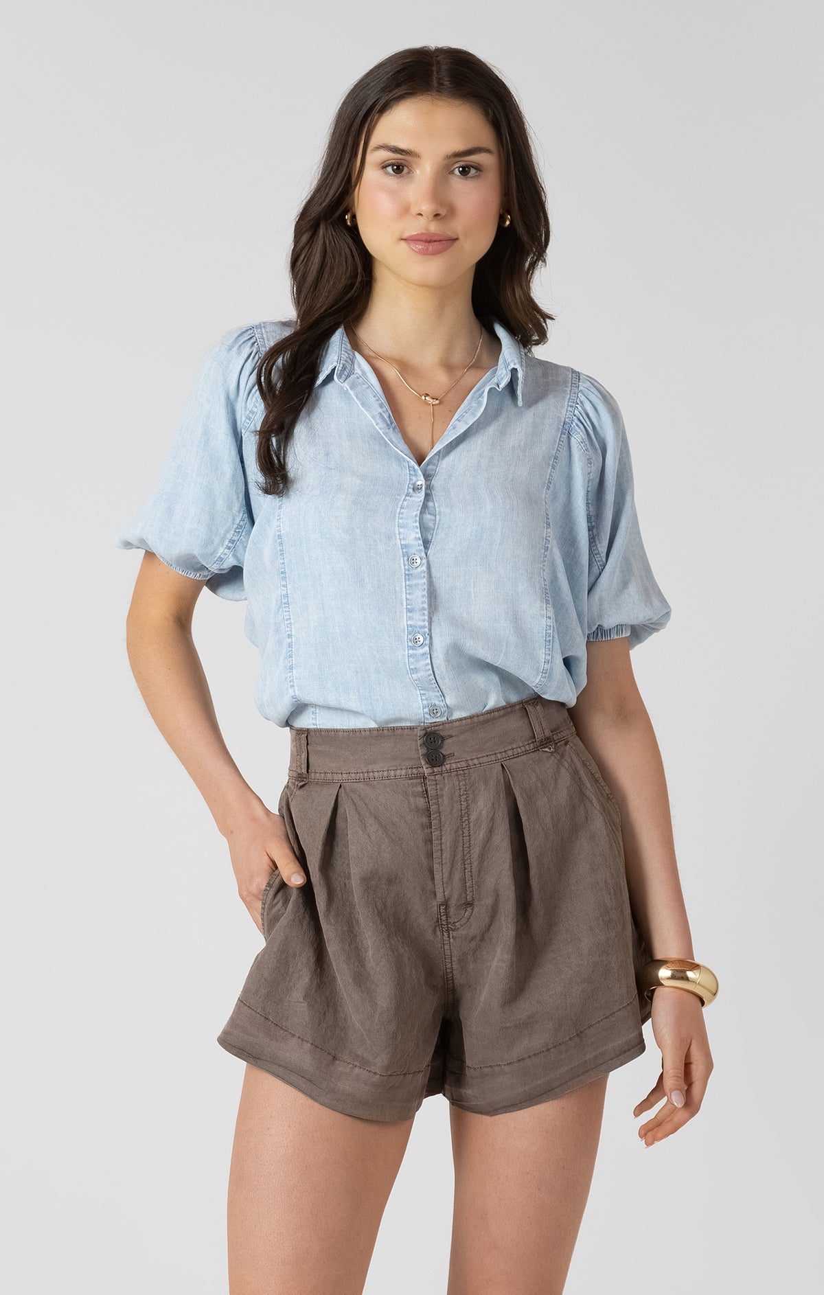 Panelled Button Front Blouse
