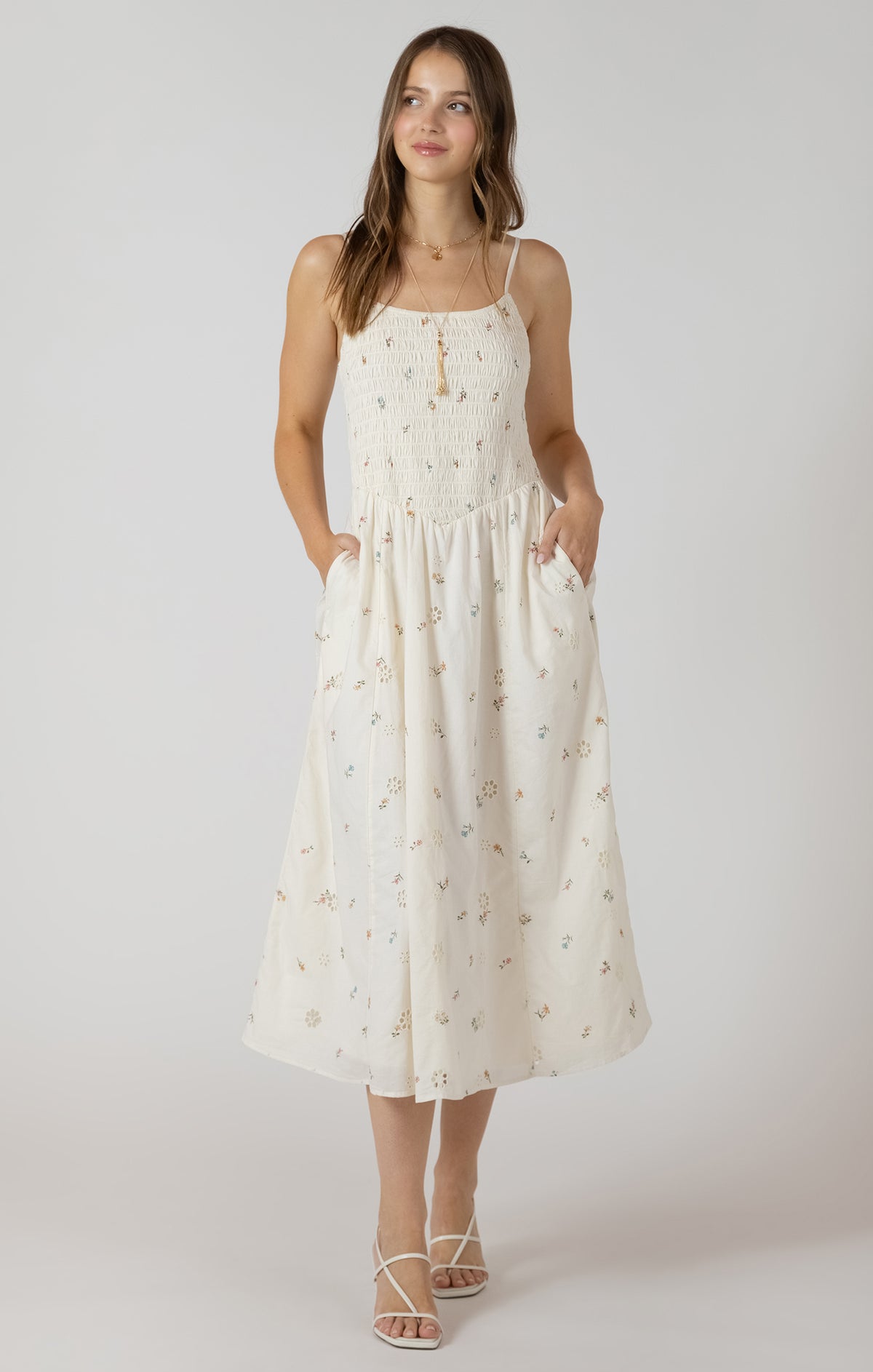 Smocked Detail Midi Dress