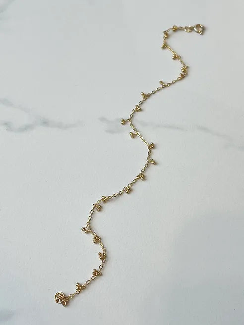 Gold Plated Anklet Chain with Gold Bead Detail