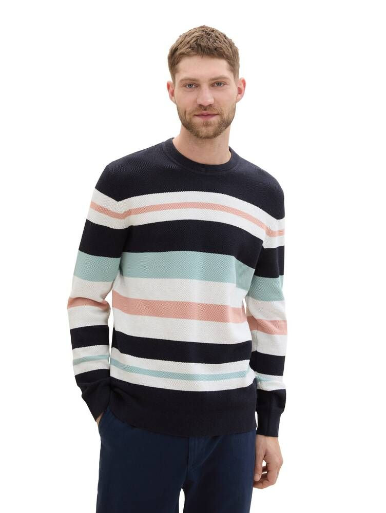 Structured Stripe Crewneck