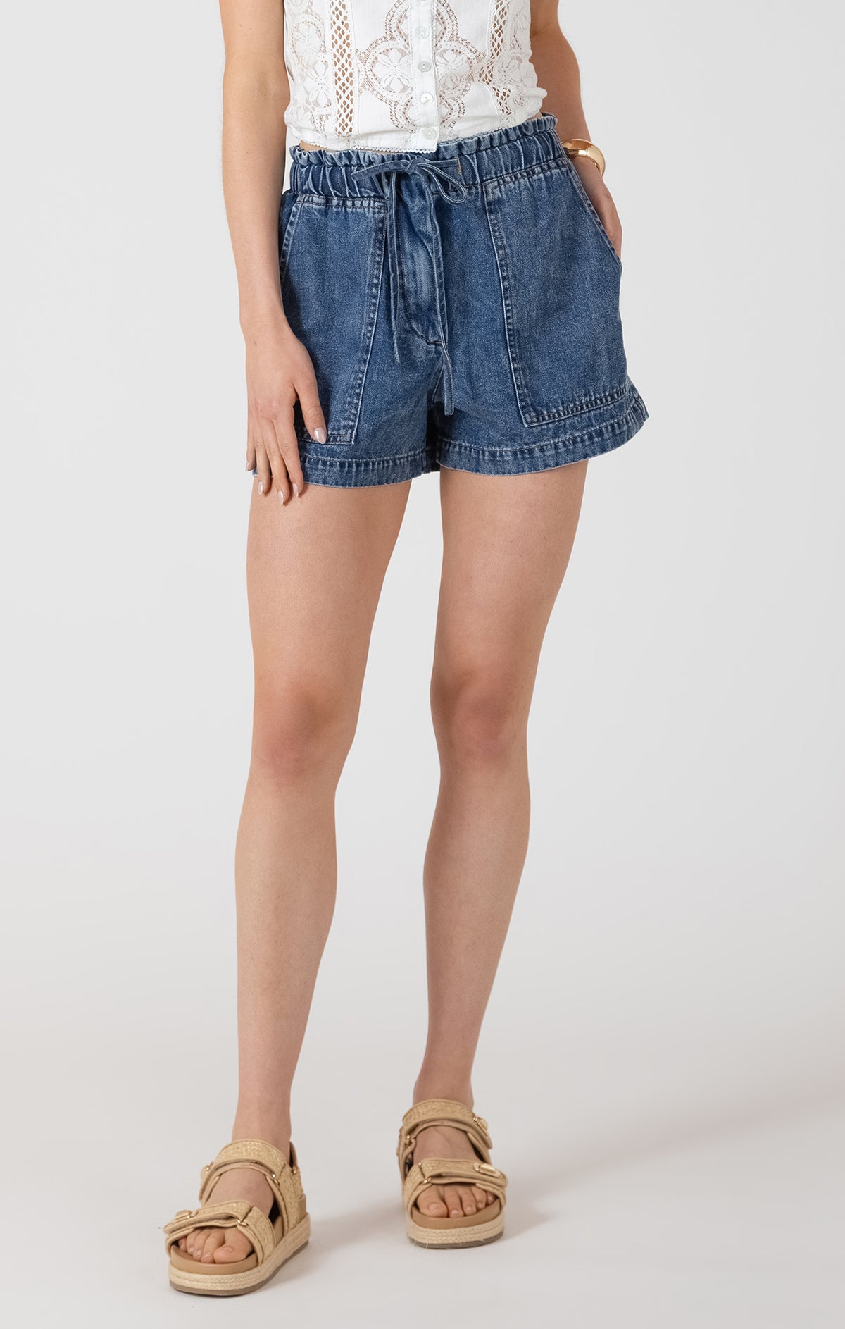 Drawstring Denim Short