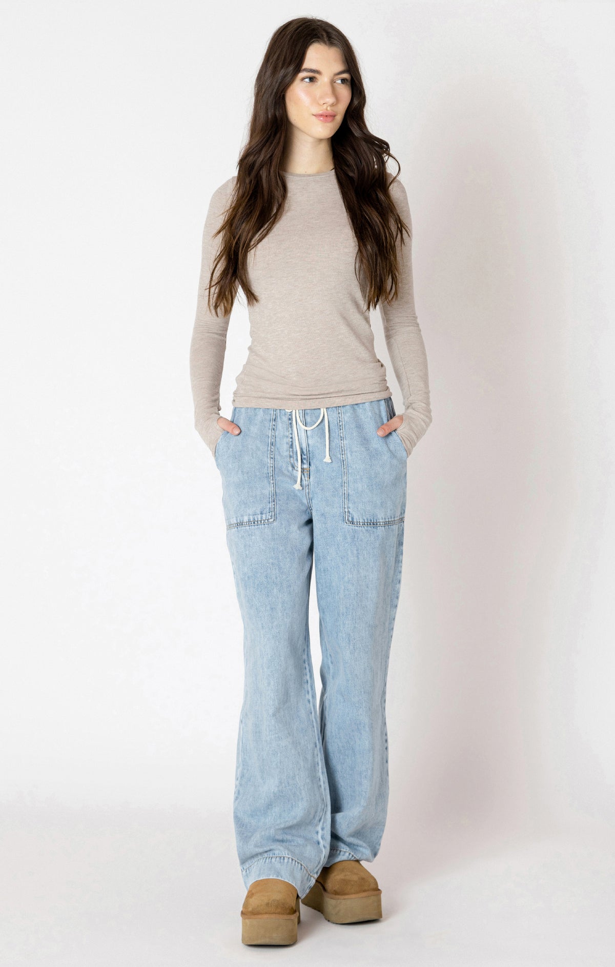 Wide Leg Denim Pants
