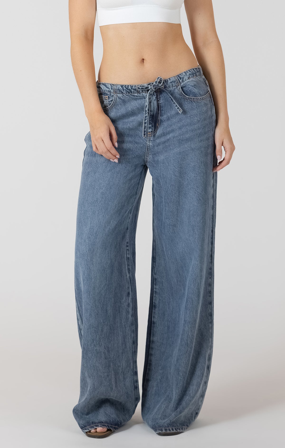 Drawstring Waist Denim Pant