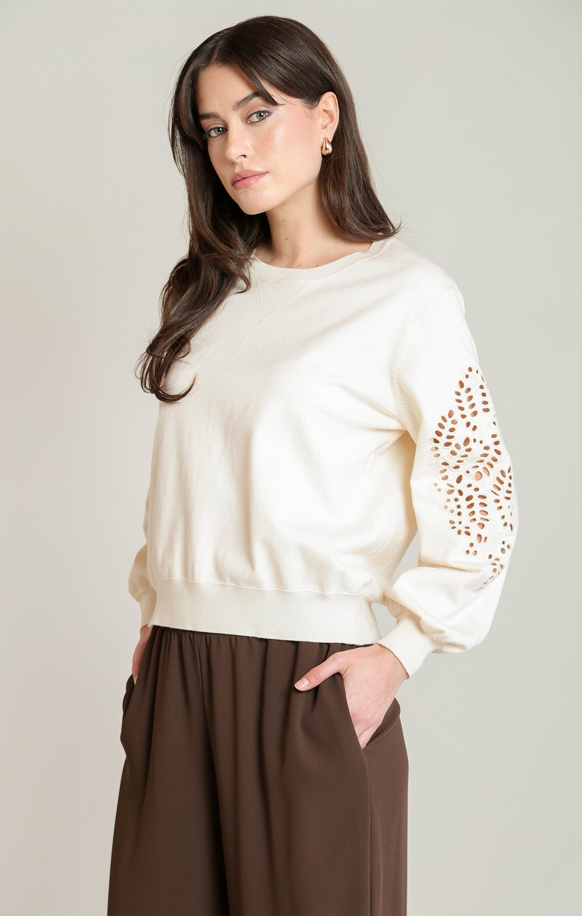 Embroidered Sweater Top