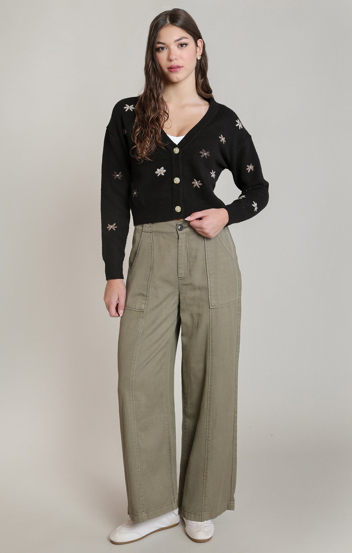 Embroidered Flower Cardigan