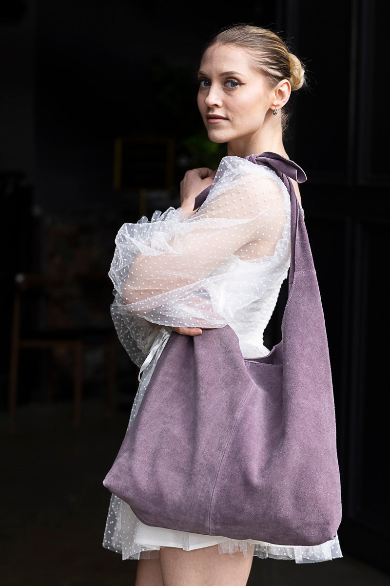 Knot Tote Suede - Indigo Violet