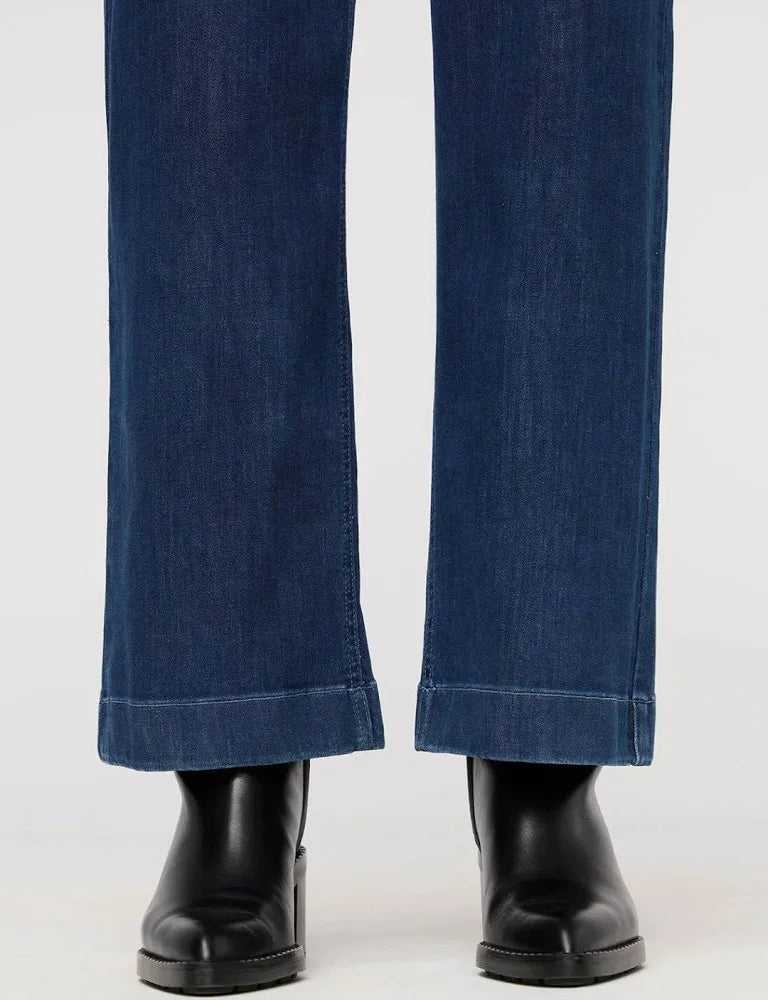 Performance Denim Short Sleeve Jumpsuit