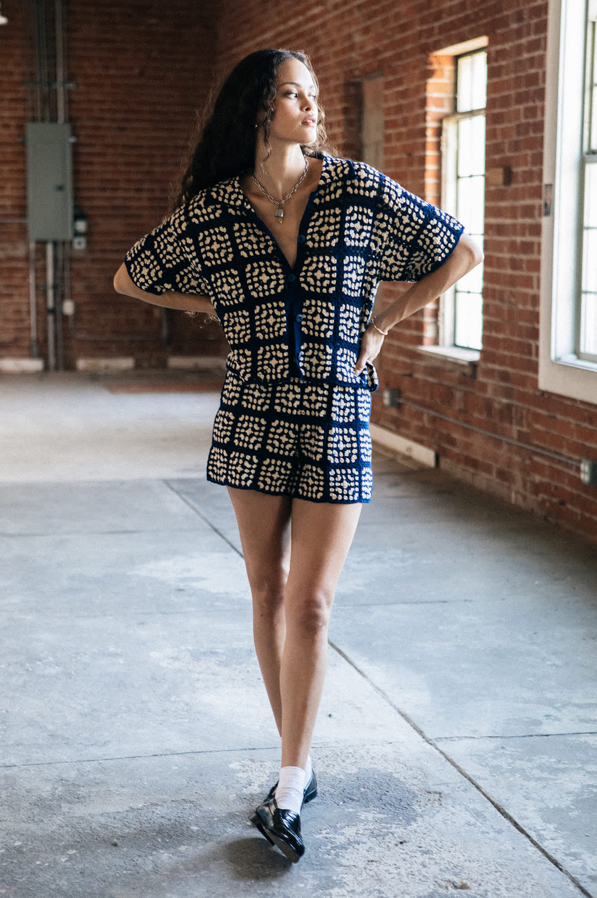 Crochet SS Button Down