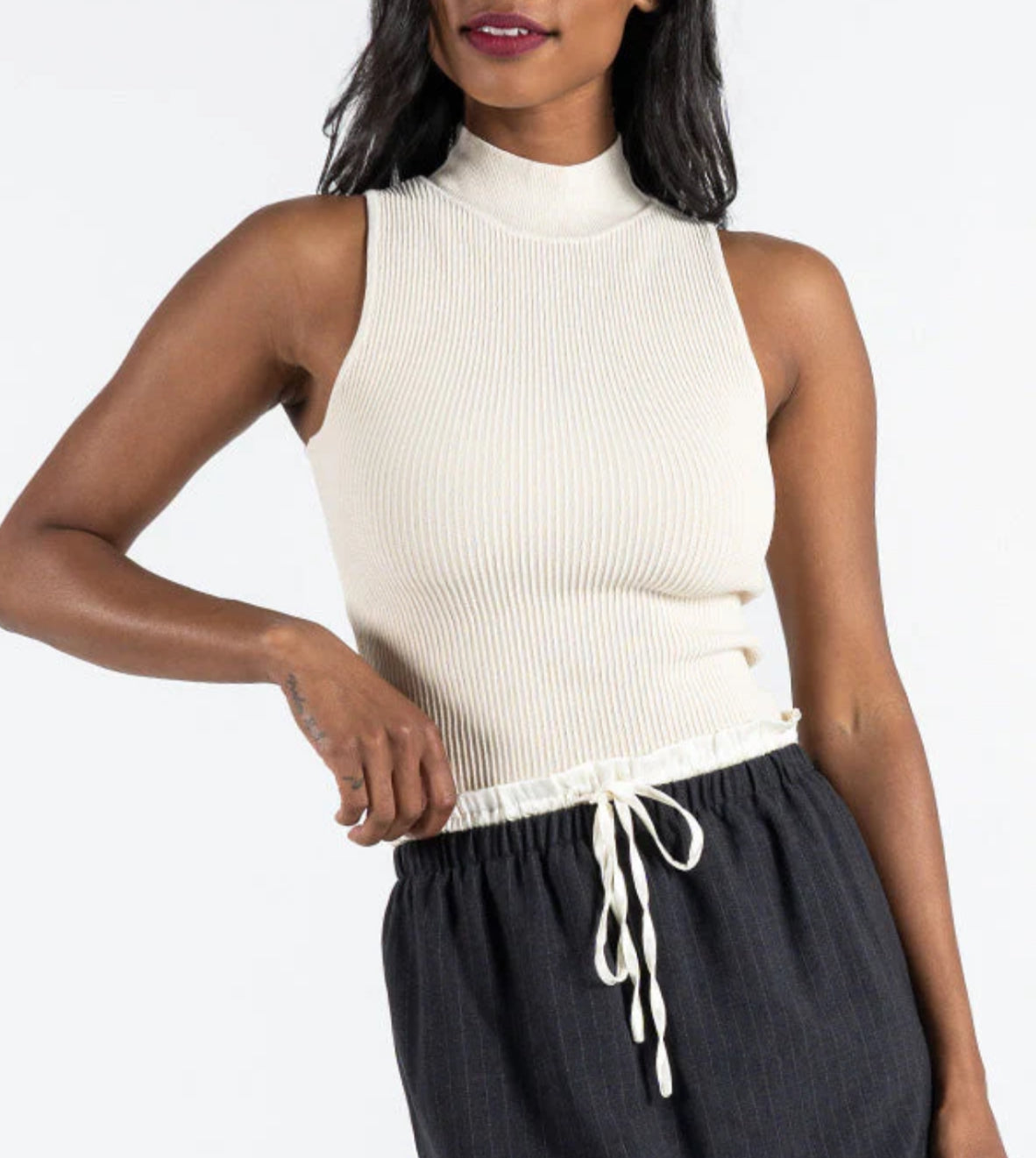 Ottoman Rib Mock Neck