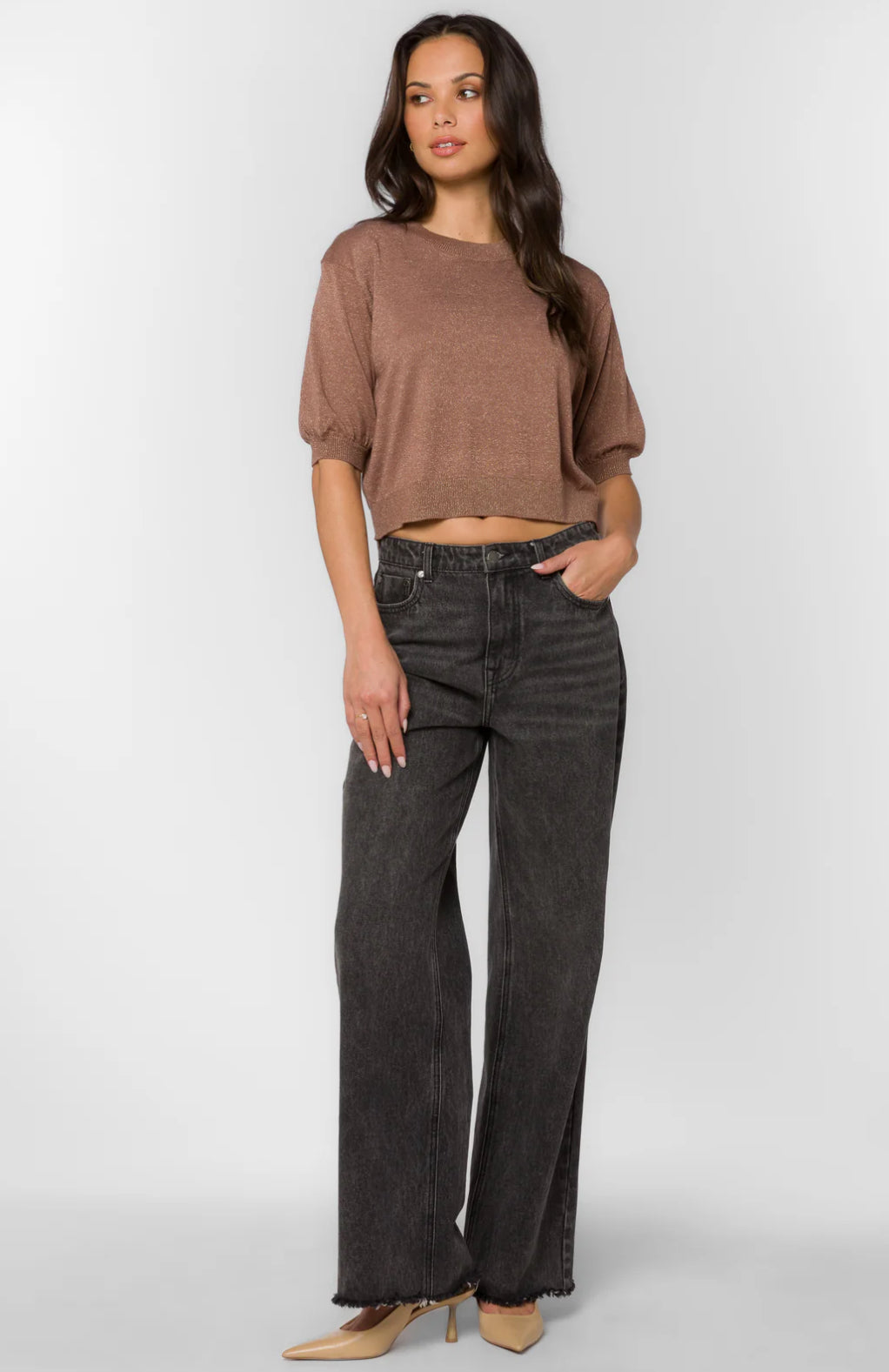 Fends Cognac Metallic Sweater