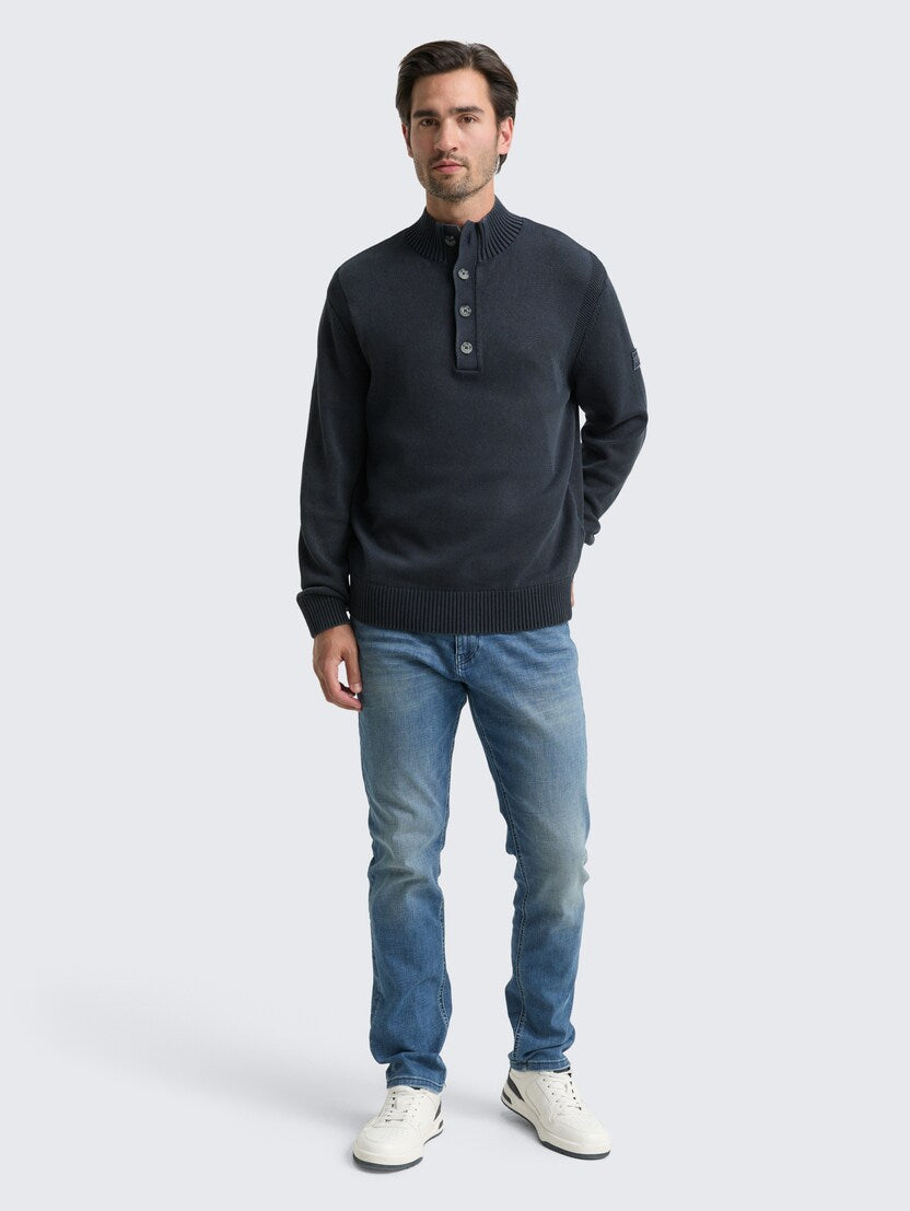 Washed Buttoned Knit Troyer