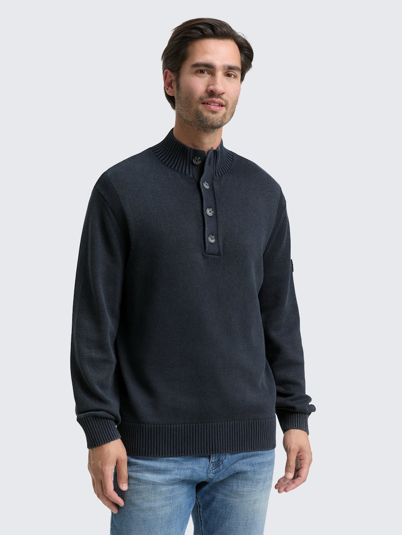 Washed Buttoned Knit Troyer