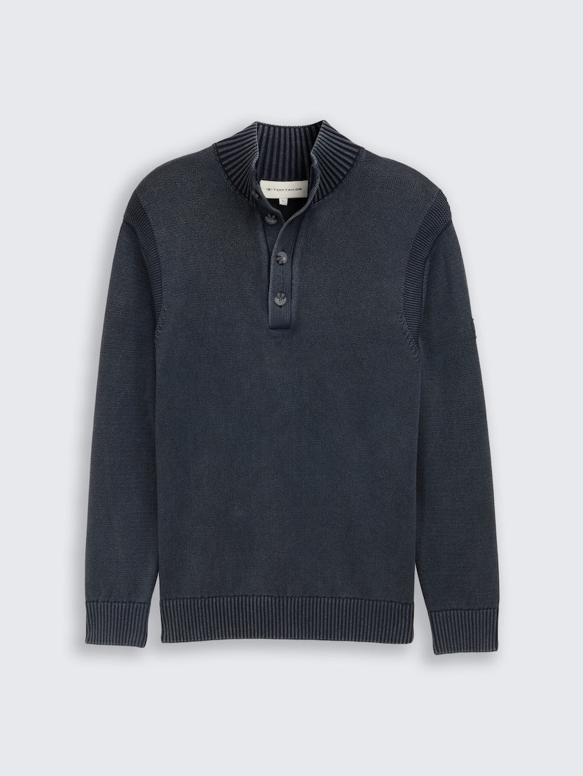 Washed Buttoned Knit Troyer