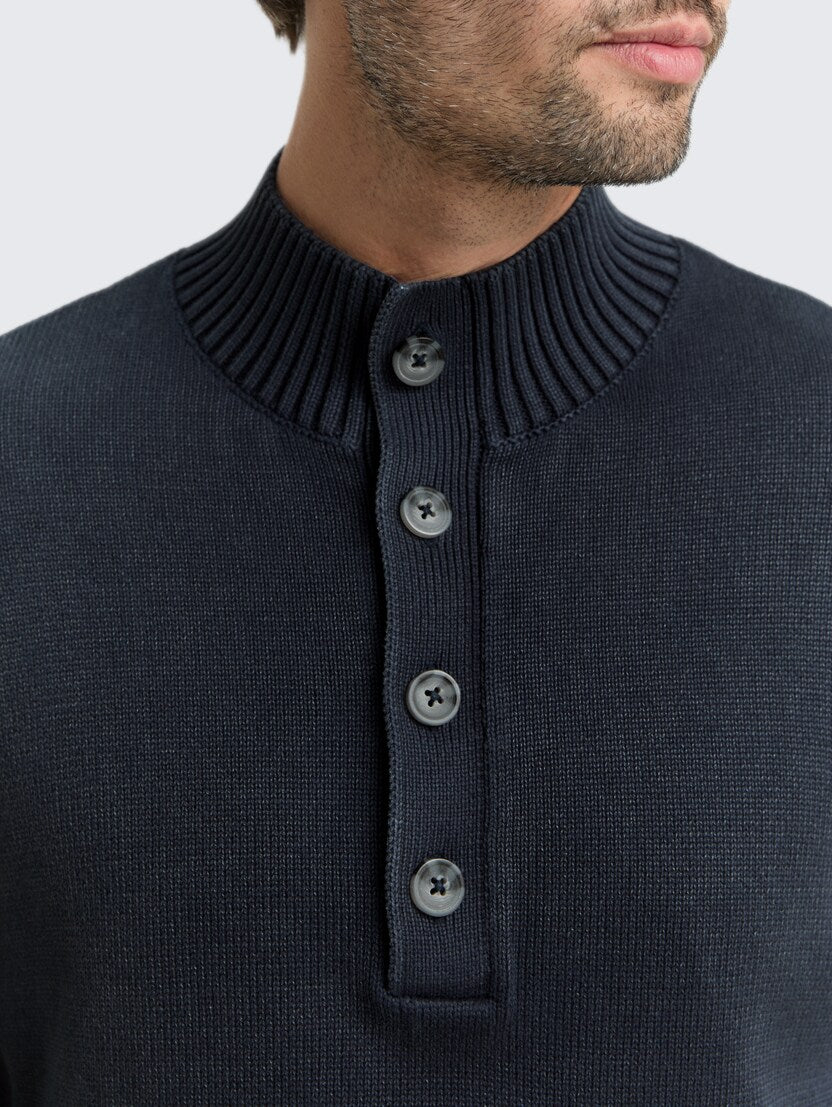 Washed Buttoned Knit Troyer