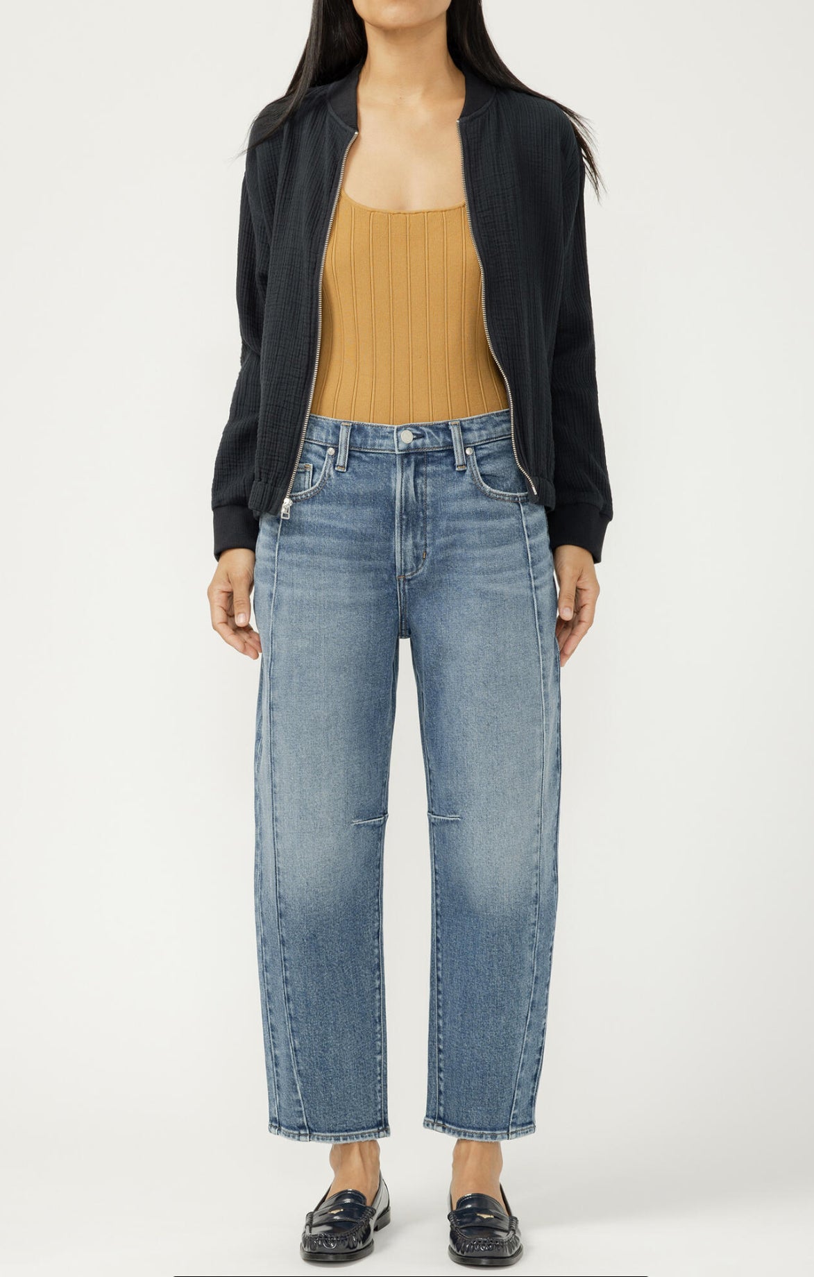High Rise Barrel Leg Jeans