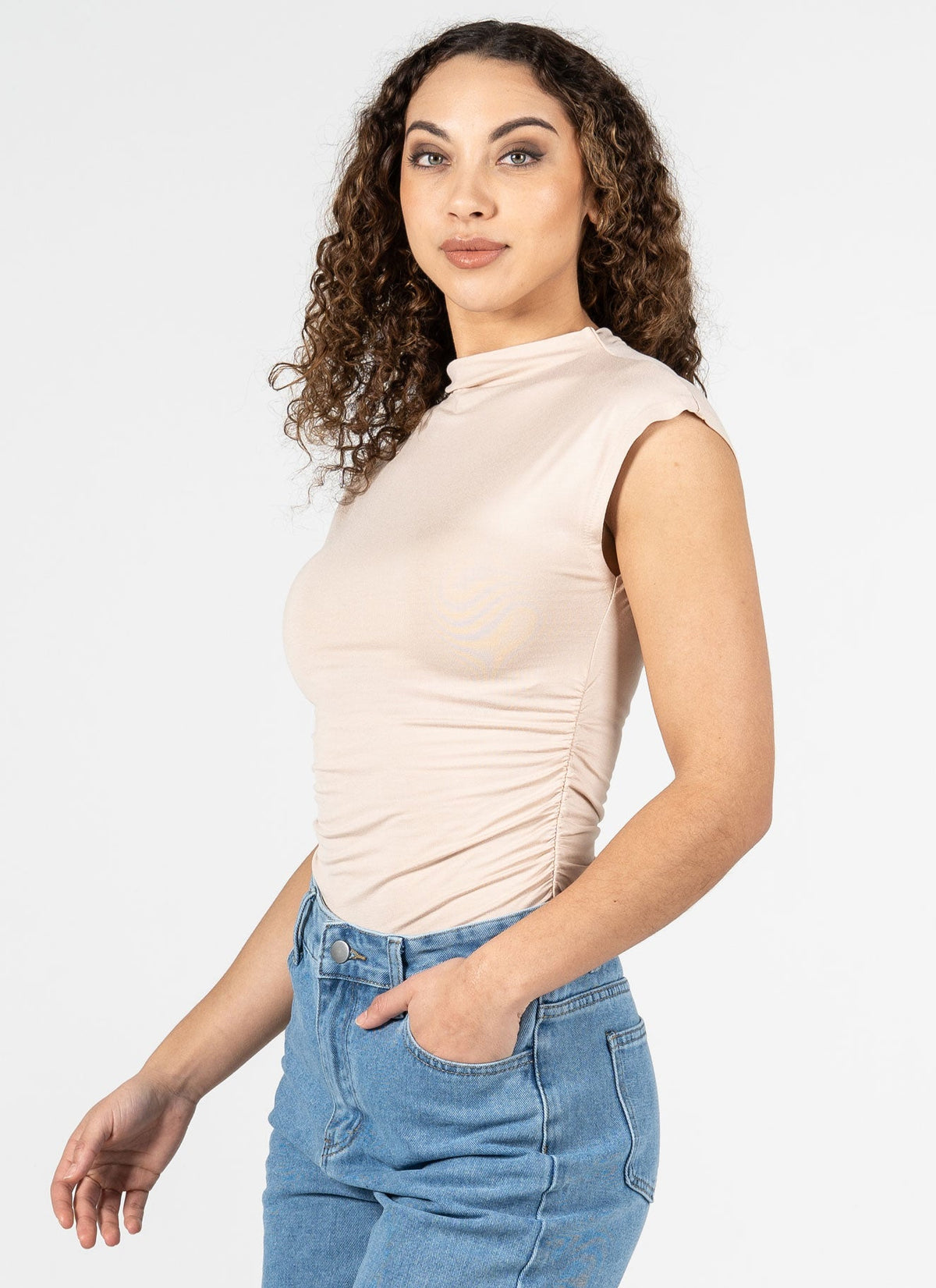 Ruched High Neck Top