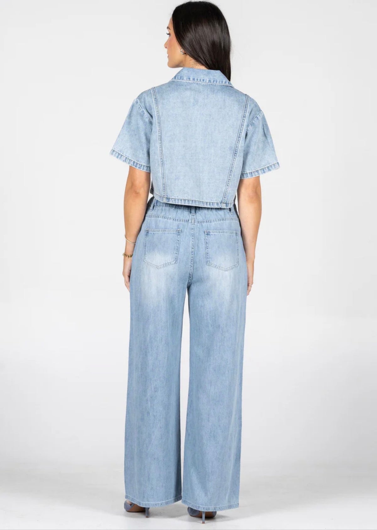 Denim Wide Leg Acid Wash Pant