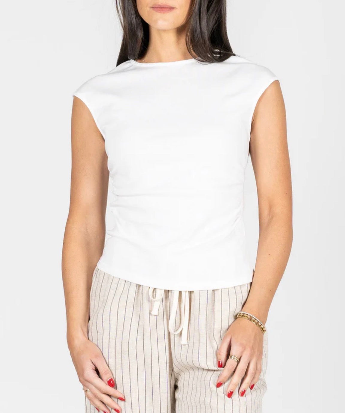 Ruched Side Crew Top