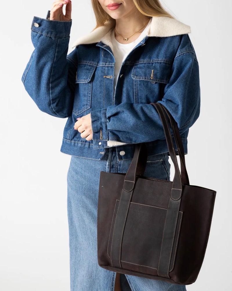 Threaded Pocket Tote - Oil Tan Brown