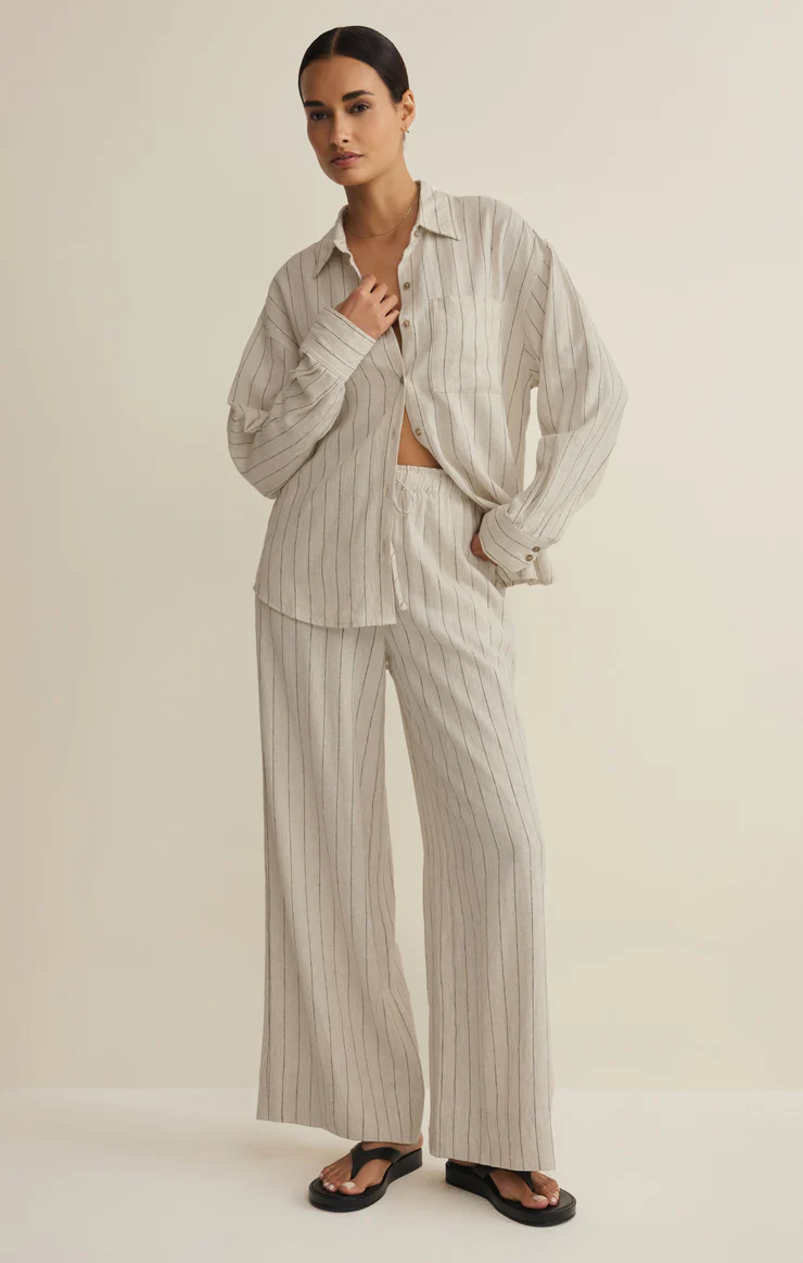 Henri Striped Linen Wide Leg Pant