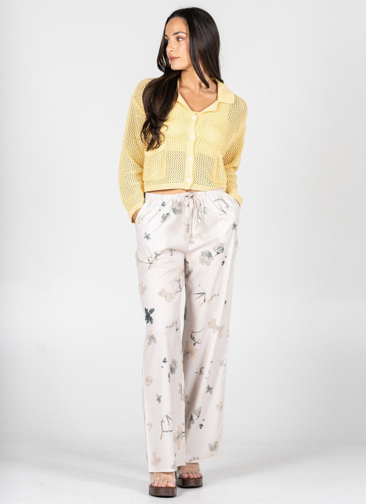 Satin Printed Wide Leg Pant