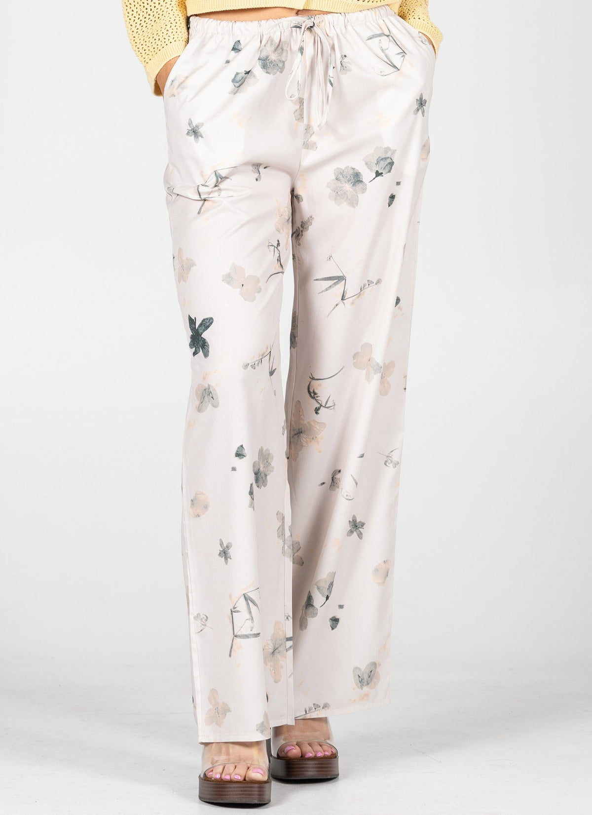 Satin Printed Wide Leg Pant