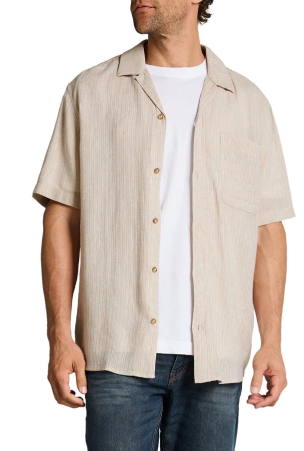 Structured Cotton Linen Striped Shirt