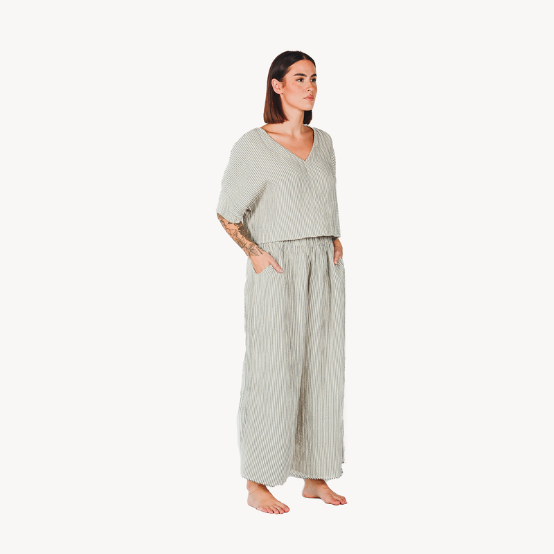 Striped Crinkle Pocketed Pant