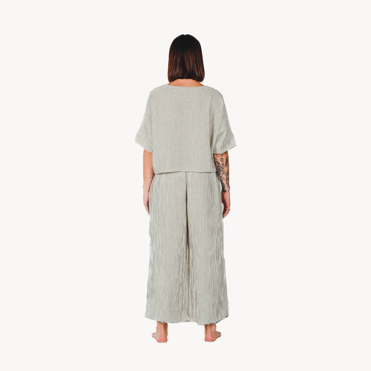 Striped Crinkle Pocketed Pant