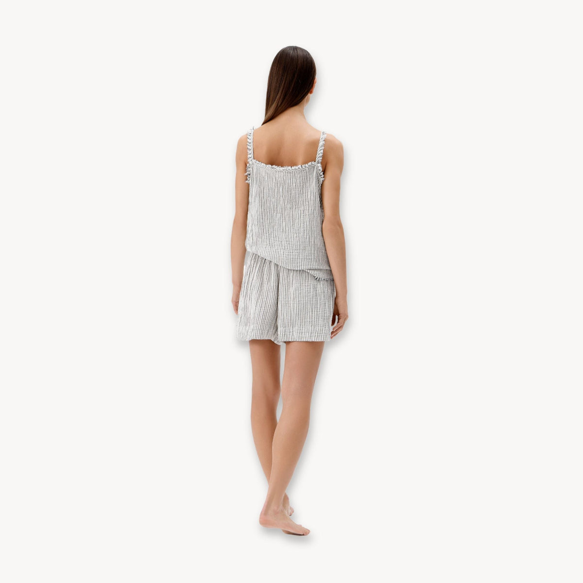 Striped Crinkle Cotton Strappy Top