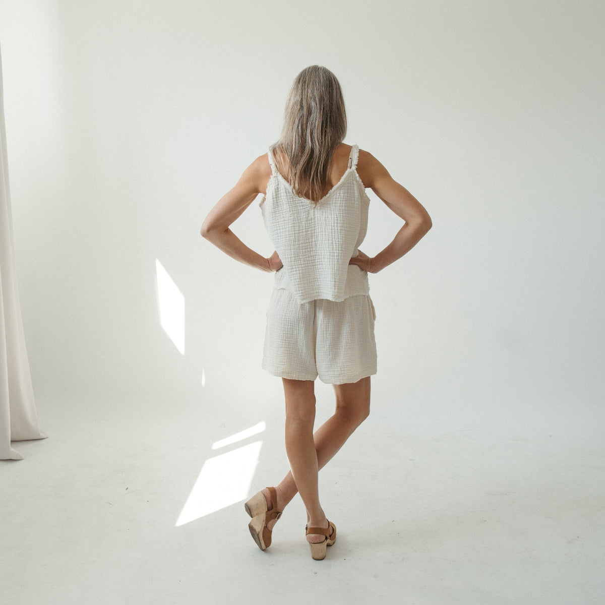 Crinkle Cotton Strappy Top