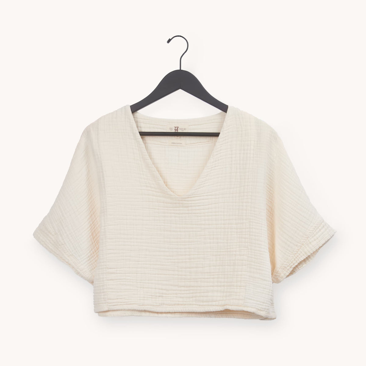 Crinkle Cotton Crop Top - Oversized