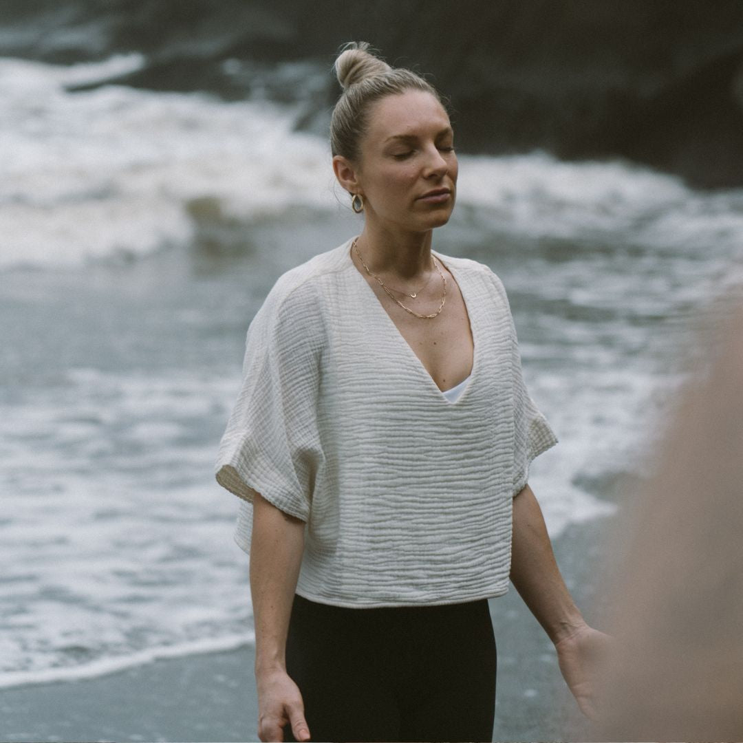 Crinkle Cotton Crop Top - Oversized