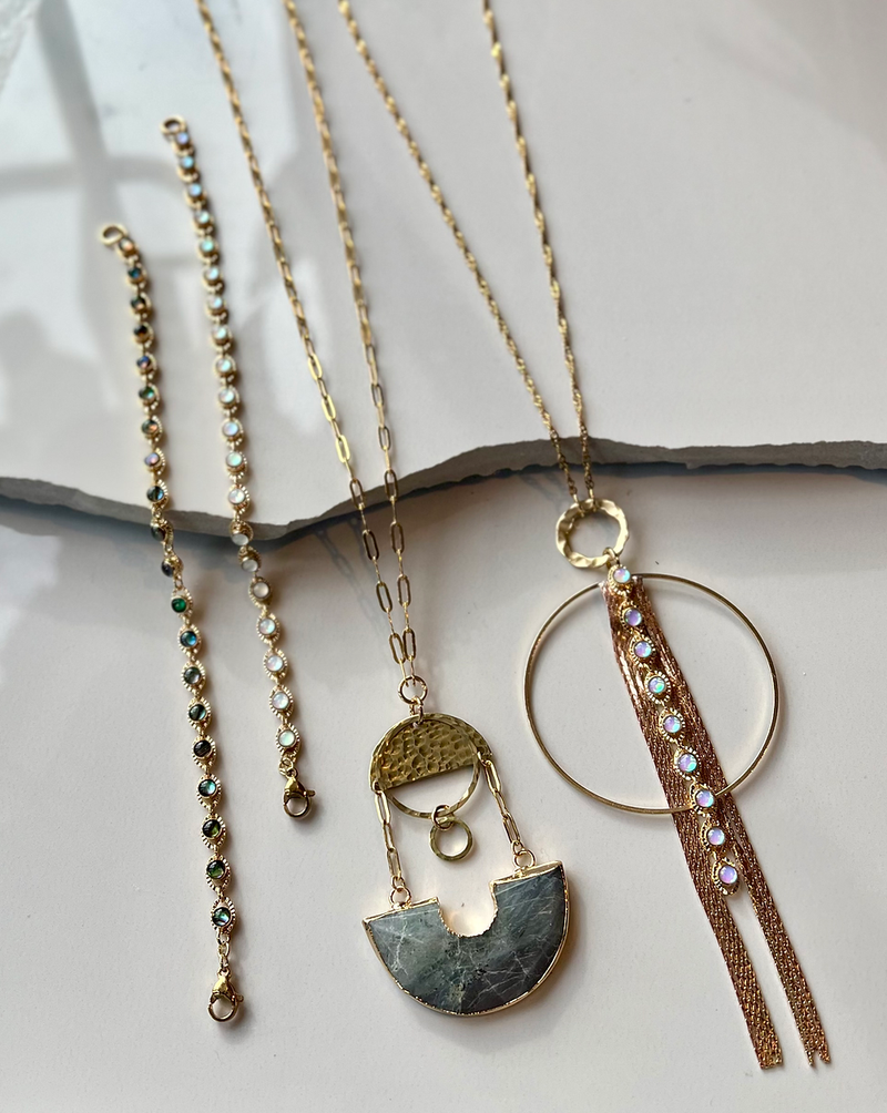 Glass Bead Tassel Necklace