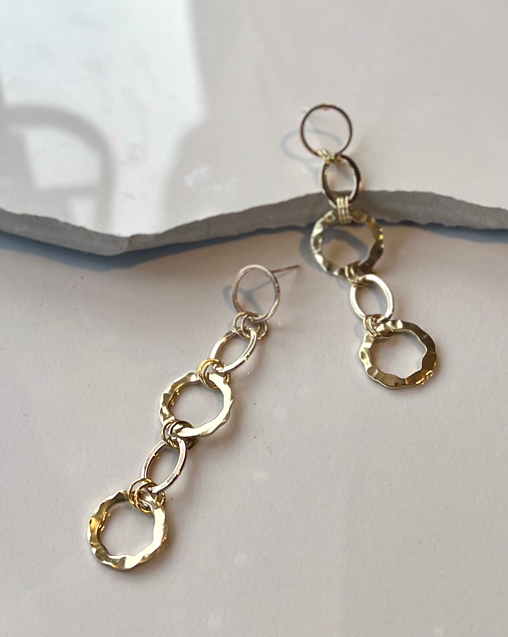 Vintage Brass Hammered Hoops