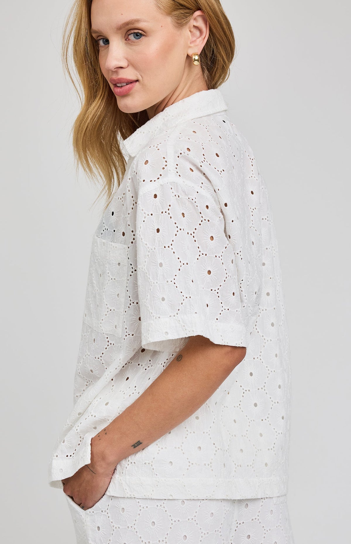Louisa Eyelet Button Down Blouse