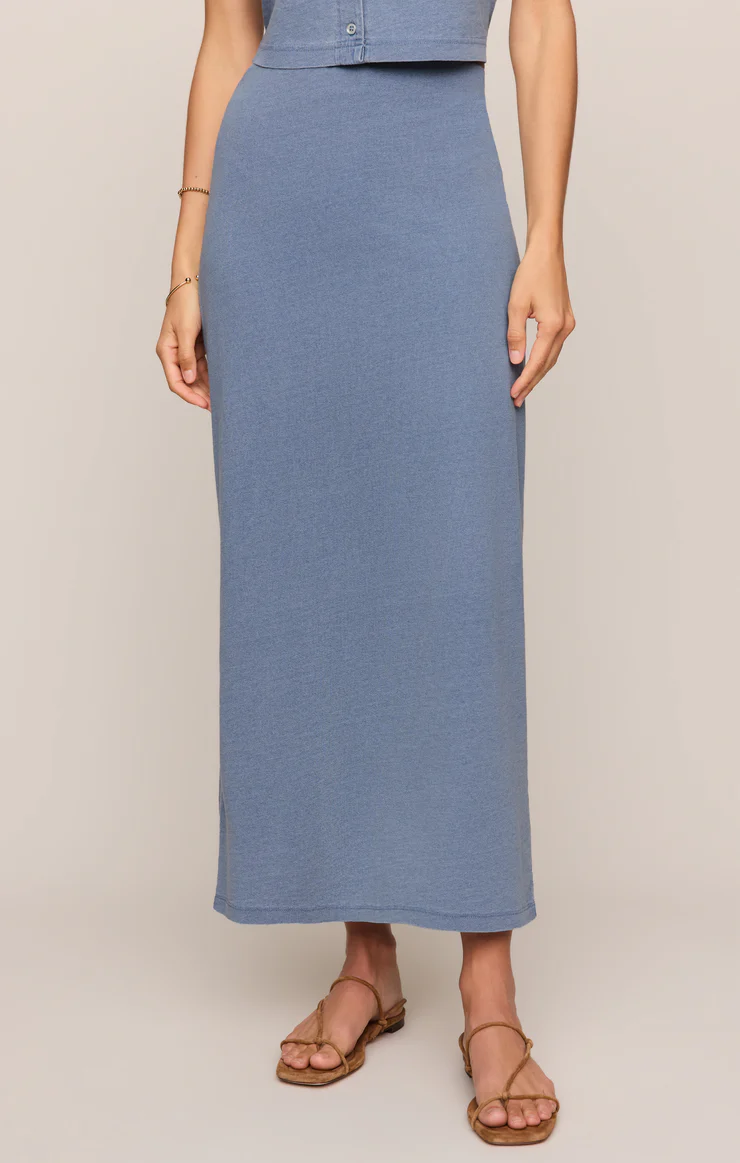 Gail Jersey Denim Midi Skirt